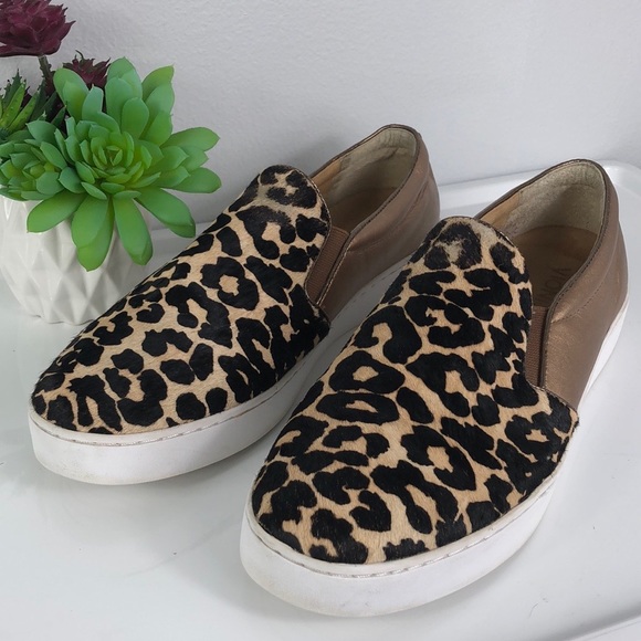 Vionic Shoes - Vionic Leopard Bronze Leather Slip On Sneaker 10
